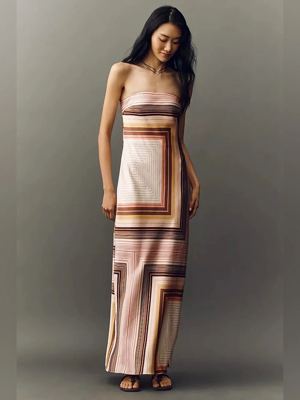 Anthropologie Fleur Strapless Satin Maxi Slip Dress Size L